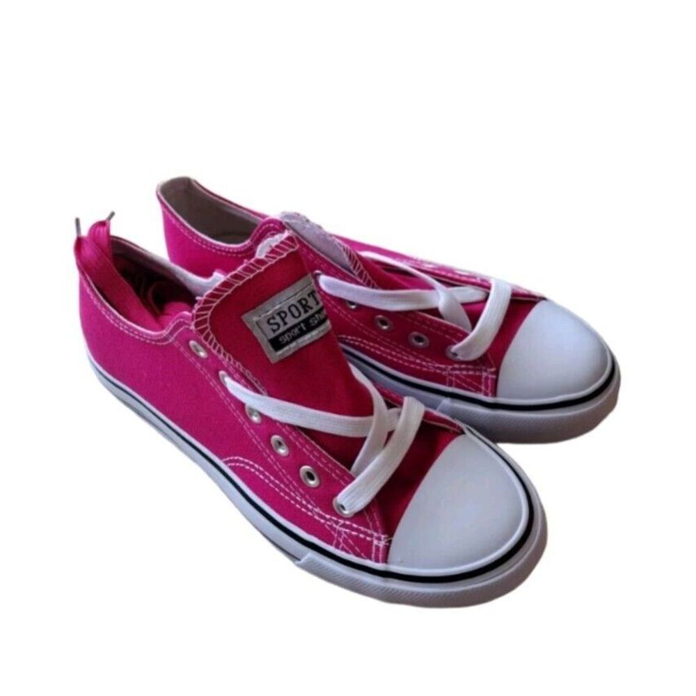 Sports Shoes women 8 Fuchsia White Classic Low Top Sneakers Canvas School Skate